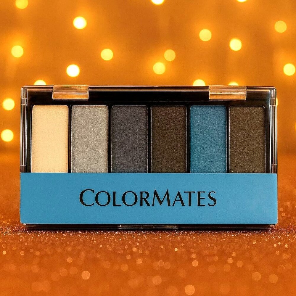 Colormates Mineral Eyeshadow Palette Smokey Sky 6 Pan Blue Grey Neutral Shades